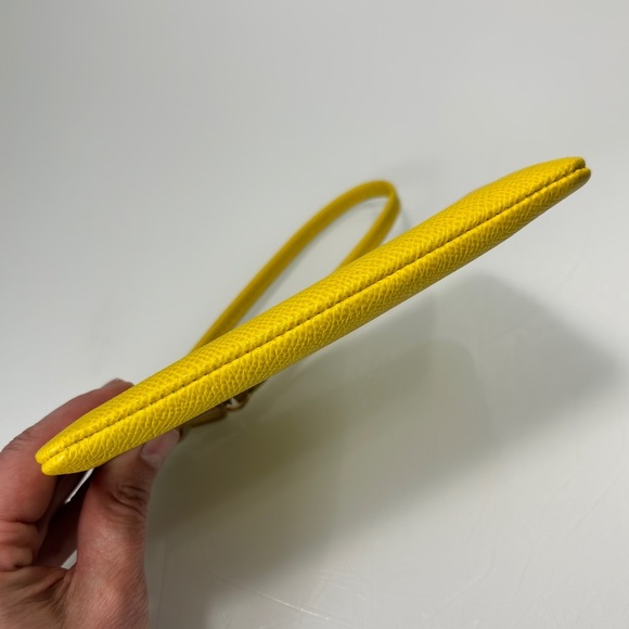Coach Bright Yellow Pebble Leather Wristlet - Picture 7 of 15